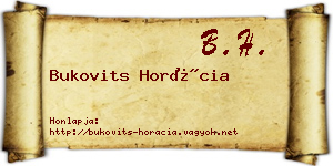 Bukovits Horácia névjegykártya